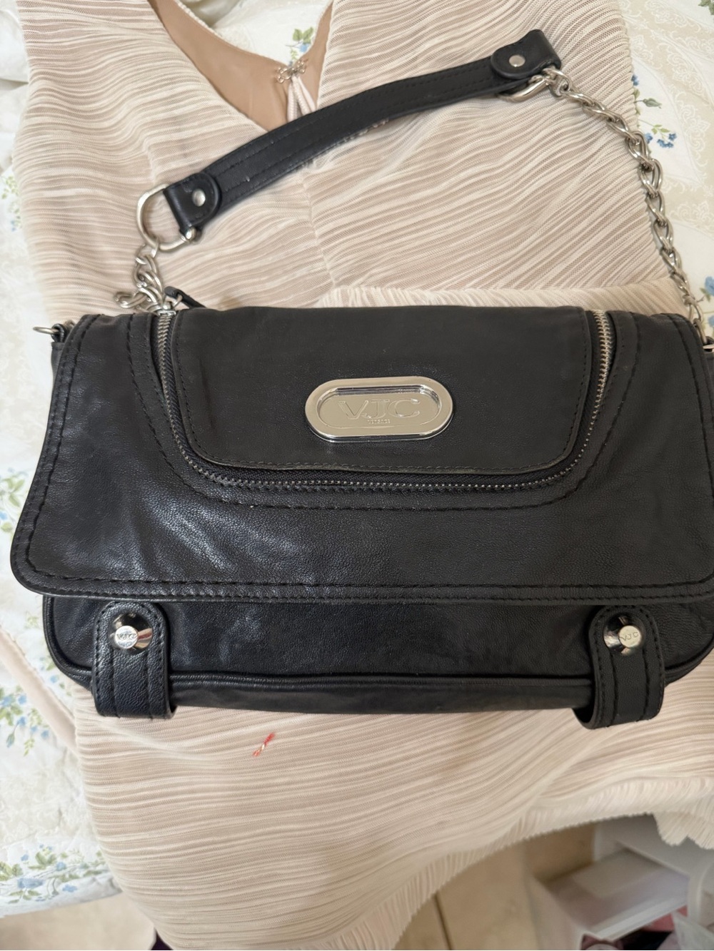 Vince Camuto Black Mini Shoulder Bag with Chain Accent